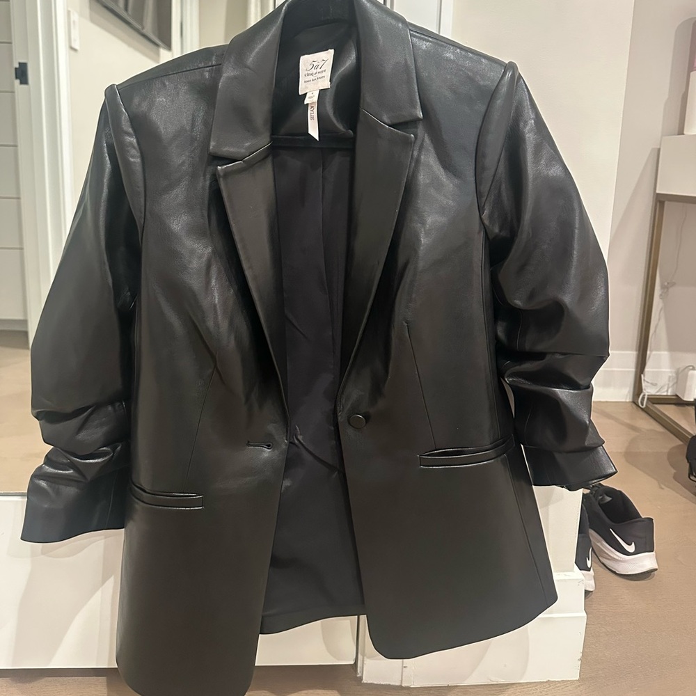 Black Cinq a sept leather blazer